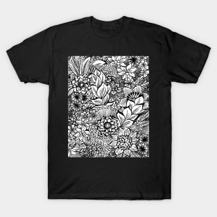 Abstract floral - black and white T-Shirt